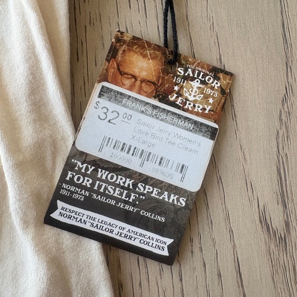 Women’s Sailor Jerry T-shirt. Size X Large, Color is Off White / Cream - Picture 4 of 4